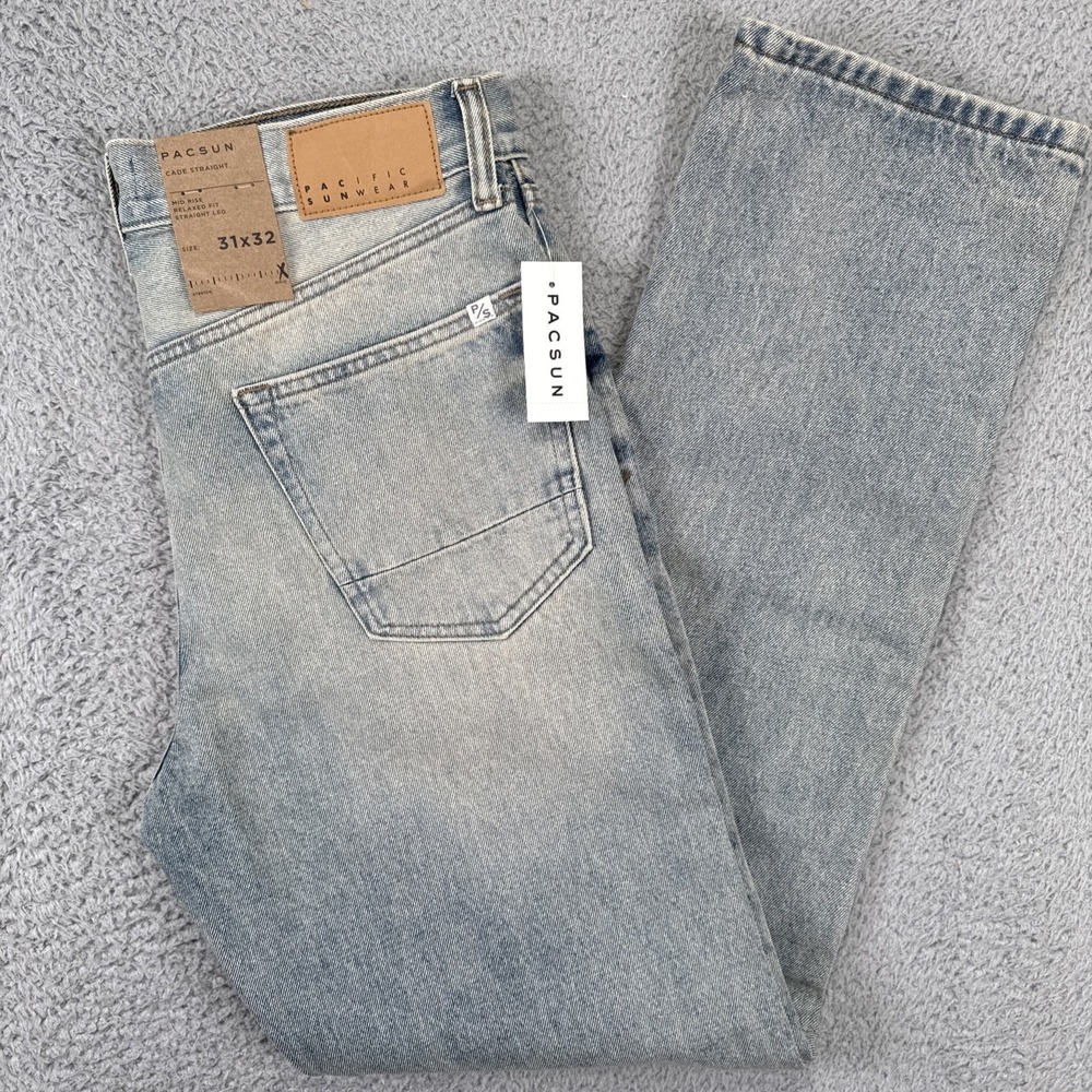Pacsun Jeans Mens 31x32 Cade Straight Light Wash NEW NWT